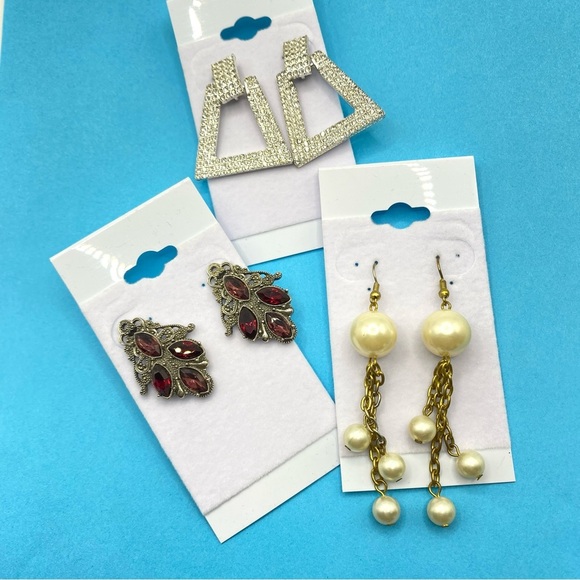 Pierced Earrings Fancy Bling Bundle of Three Pairs - Picture 5 of 5